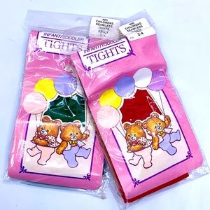 Toddlers Set of Red and Kelly Green Tights